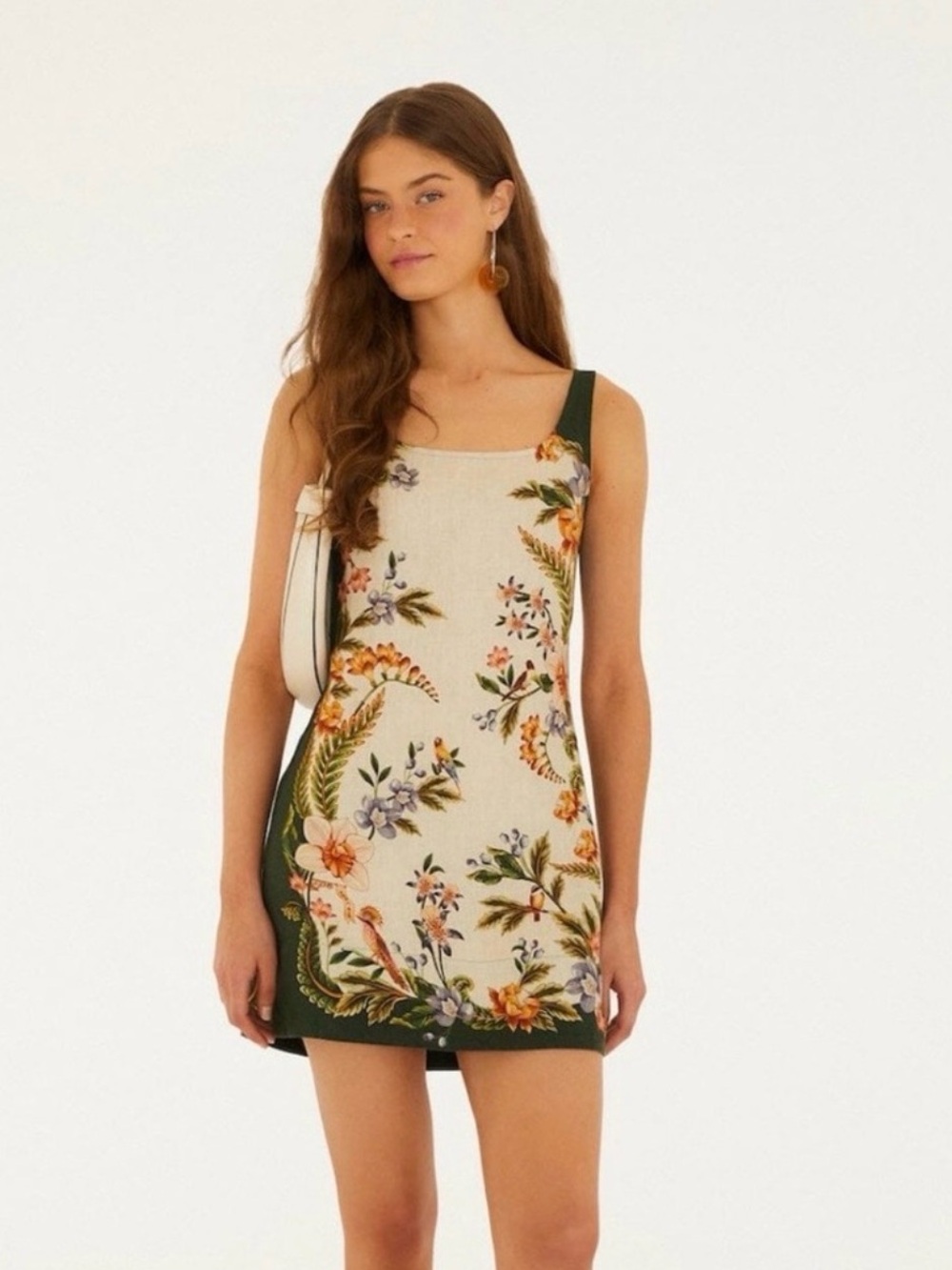 FARM Rio Sand Floral Tank with Green Straps